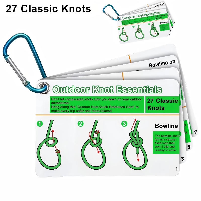 Outdoor Adventure Guide - アウトドアノットポケットガイド防水カードミニカラビナロープノットキャンプバックパッキングブッシュクラフトアウトドアサバイバルアドベンチャー