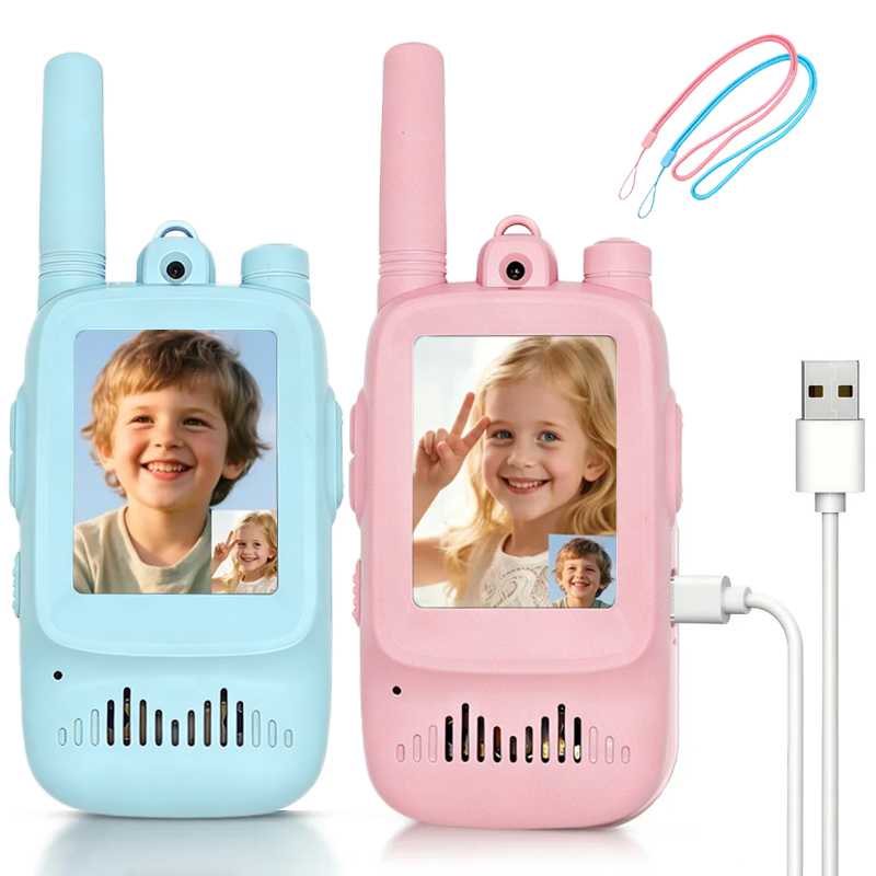 Outdoor Adventure With Kids - 2個セット 子供用ビデオトランシーバー 充電式 室内・屋外用おもちゃ ワンクリック通話 キャンプやハイキングの冒険に必須