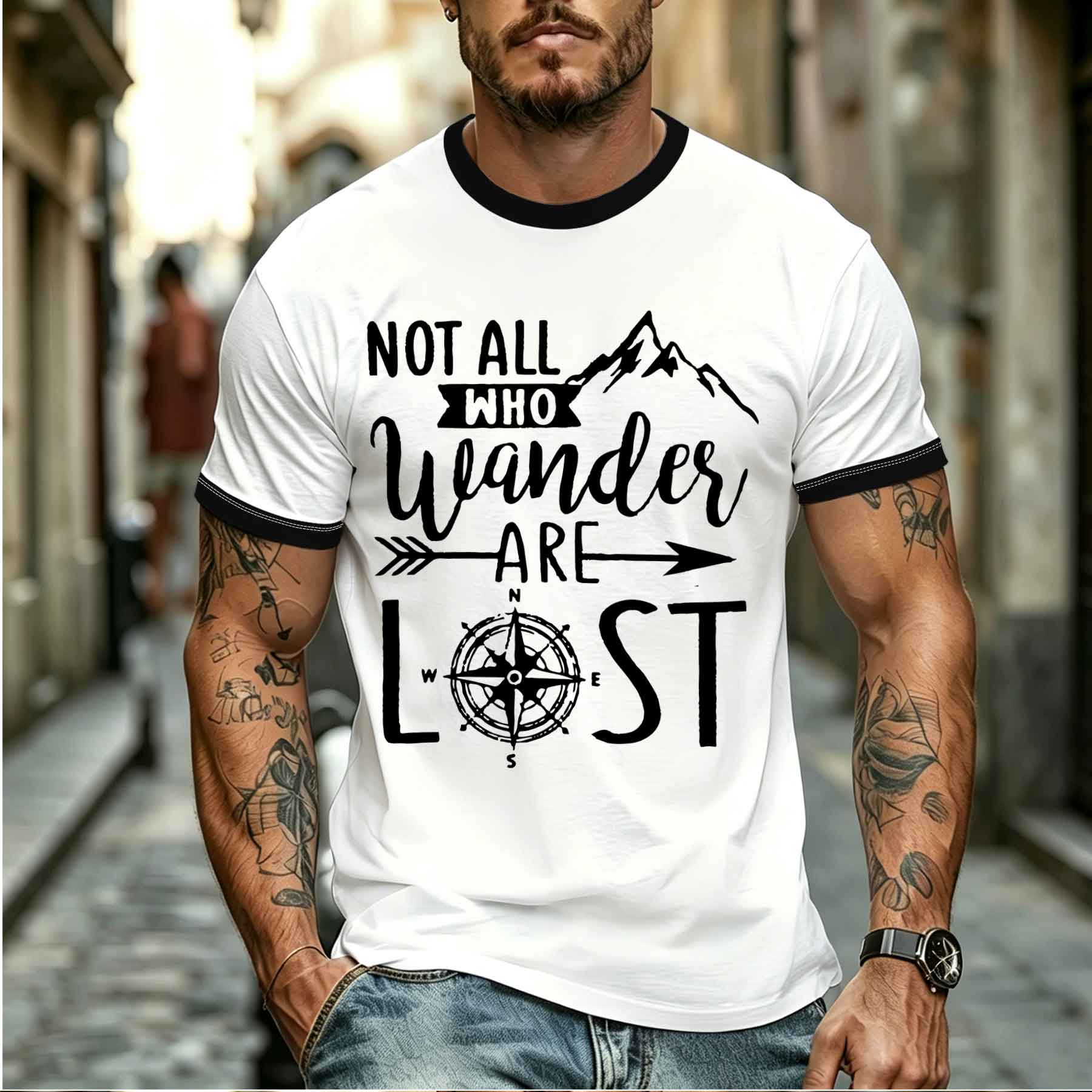 2026 新モデル T シャツ スタイリッシュで快適なメンズ - Outdoor Adventure Quotes Short のレビューと価格