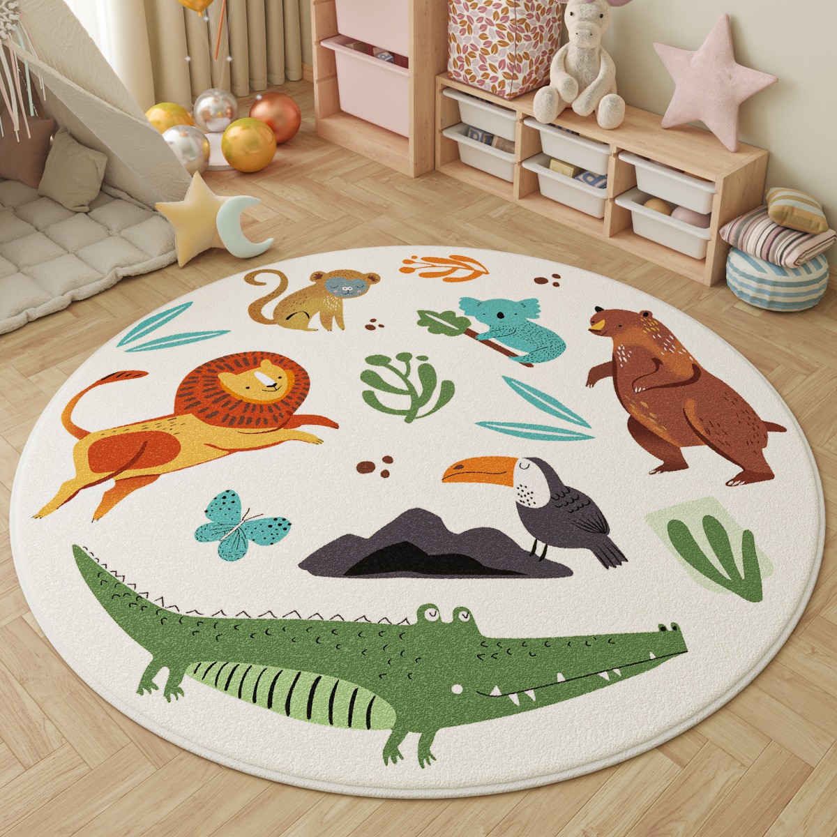 公園で楽しむキッズラウンドラグ　可愛い動物アドベンチャーをテ - Outdoor Adventure With Kids のレビューと価格