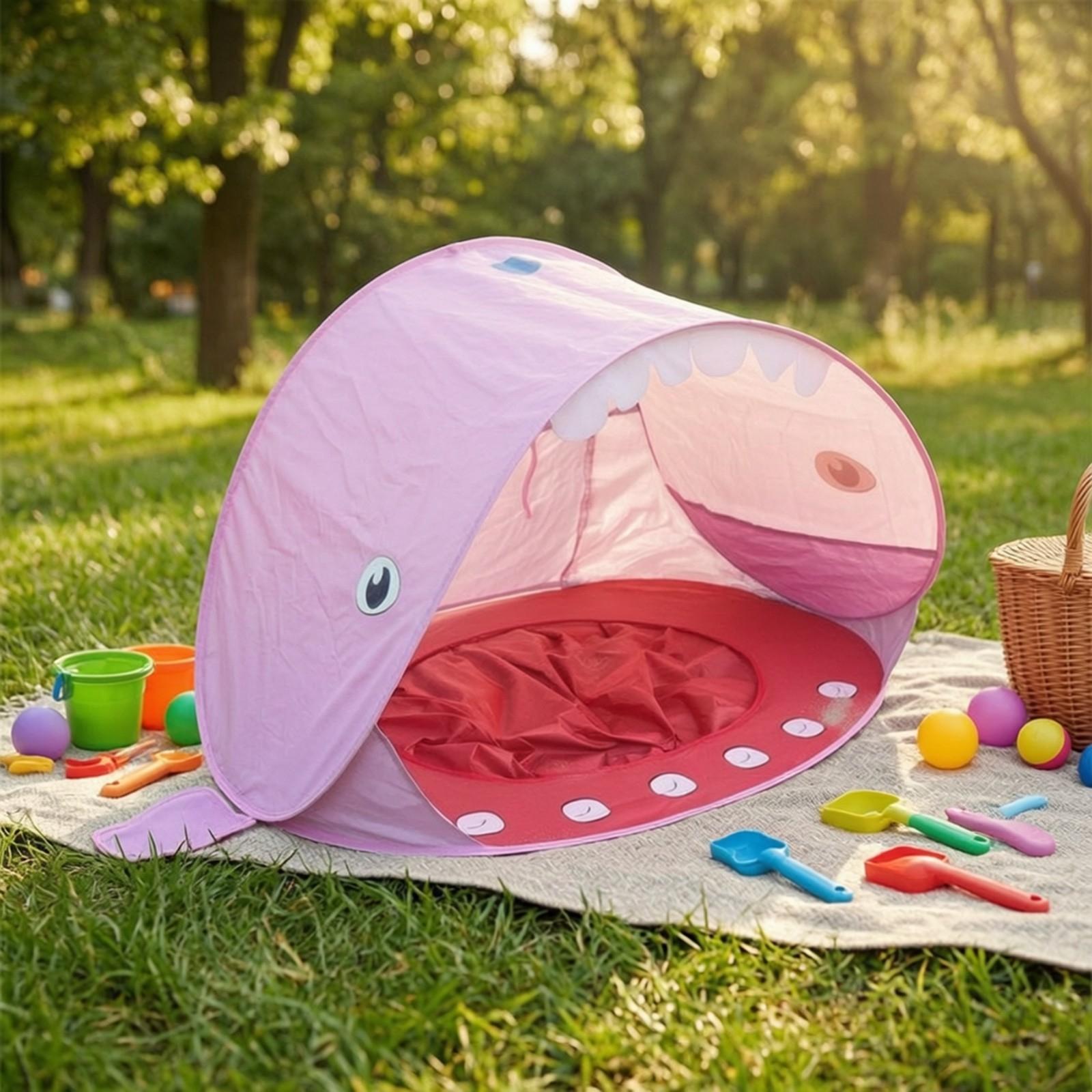 子供用ビーチポップアップテント、背側フィン付きトップと歯型プ - Outdoor Adventure With Kids のレビューと価格