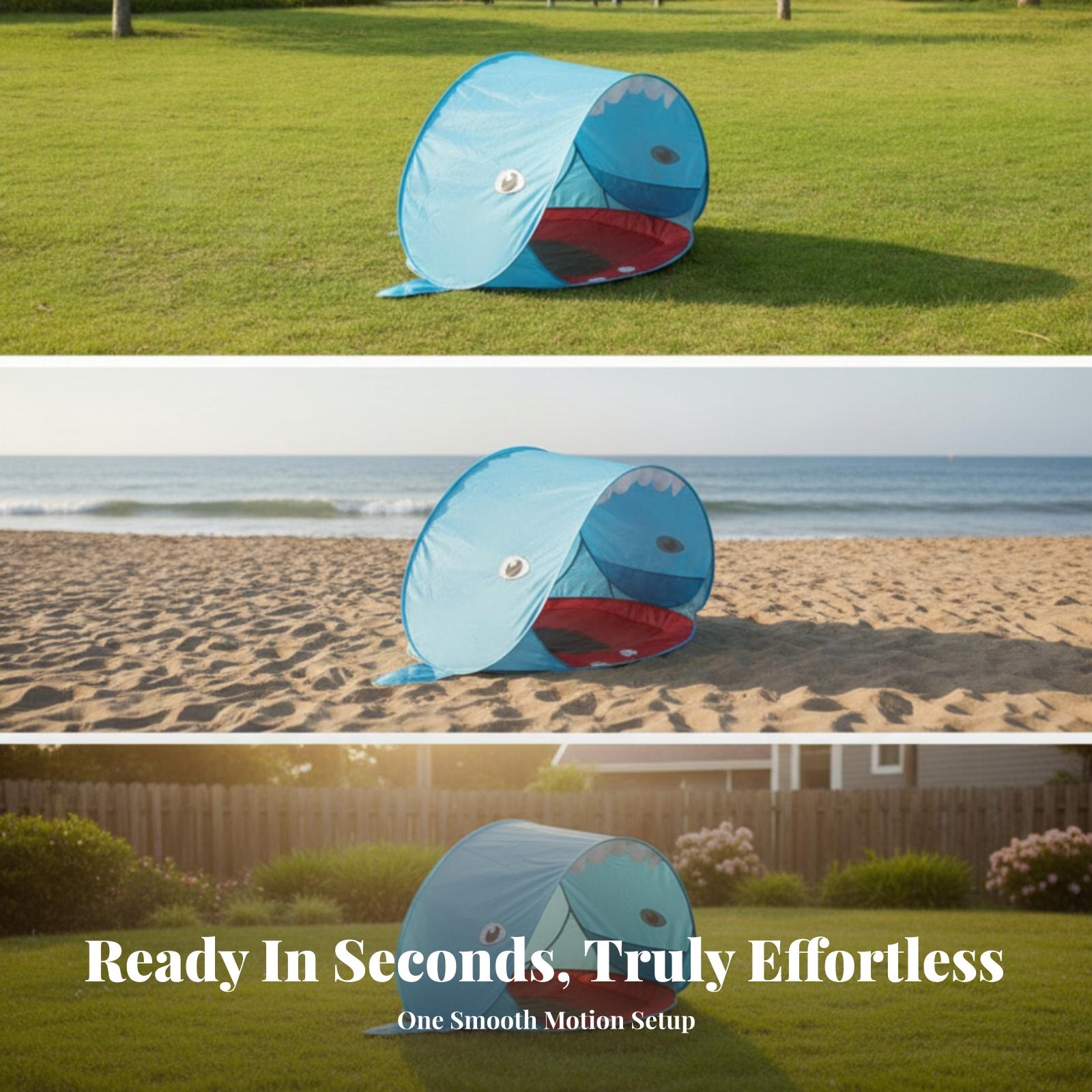 子供用ビーチポップアップテント、背側フィン付きトップと歯型プ - Outdoor Adventure With Kids のレビューと価格