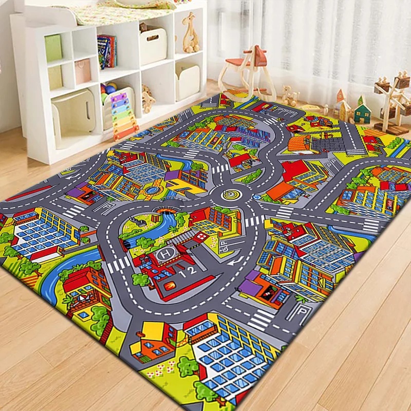 カラフルキッズシティマッププレイマットカーペット道路交通アド - Outdoor Adventure With Kids のレビューと価格