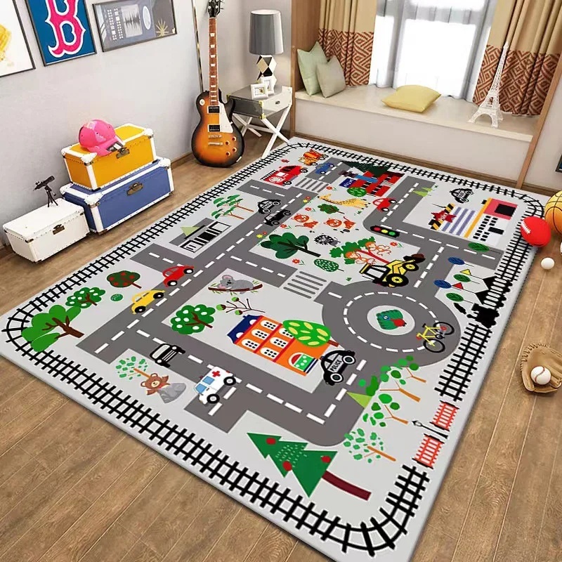 カラフルキッズシティマッププレイマットカーペット道路交通アド - Outdoor Adventure With Kids のレビューと価格